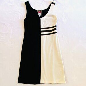 Yoana Baraschi dress Women's Medium black cream knit sleeveless Bodycon luxury